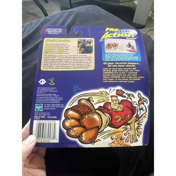 Starting Lineup DAVID JUSTICE Pro Action Basebal 1998- Hitting-Sealed - Picture 2 of 2